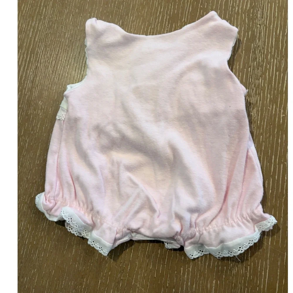 Vintage Baby Girls 0-3 Months Romper Lot 3 Floral Pink Bubble Bodysuits
